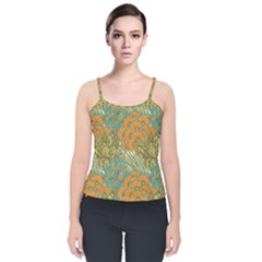 Orange Flowers Velvet Spaghetti Strap Top by goljakoff