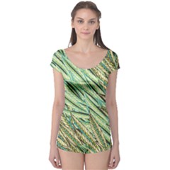 Green Leaves Boyleg Leotard  by goljakoff