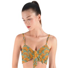 Orange Flowers Woven Tie Front Bralet by goljakoff