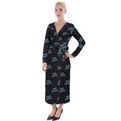 Just Beauty Words Motif Print Pattern Velvet Maxi Wrap Dress by dflcprintsclothing