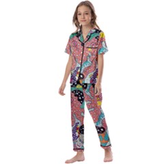 Supersonic Spaceopus Kids  Satin Short Sleeve Pajamas Set by chellerayartisans