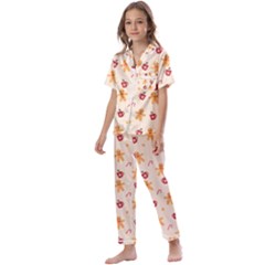 Ginger Bread And Coffee Love Kids  Satin Short Sleeve Pajamas Set by designsbymallika