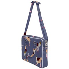 Cute  Pattern With  Dancing Ballerinas On The Blue Background Cross Body Office Bag by EvgeniiaBychkova