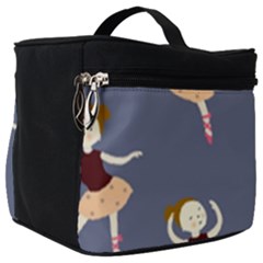 Cute  Pattern With  Dancing Ballerinas On The Blue Background Make Up Travel Bag (big) by EvgeniiaBychkova