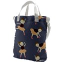 Cute  Pattern With  Dancing Ballerinas On The Blue Background Canvas Messenger Bag View1