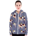 Cute  Pattern With  Dancing Ballerinas On The Blue Background Women s Zipper Hoodie View1