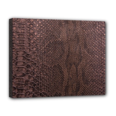 Leather Snakeskin Design Canvas 14  X 11  (stretched) by ArtsyWishy