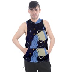 Aquarius Horoscope Astrology Zodiac Men s Sleeveless Hoodie by Mariart