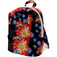 Orange And Blue Chamomiles Design Zip Up Backpack by ArtsyWishy