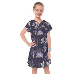 Butterflies And Flowers Painting Kids  Drop Waist Dress by ArtsyWishy