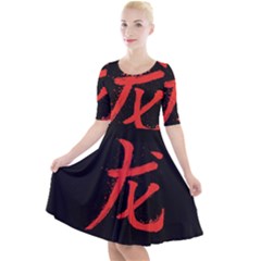 Dragon Quarter Sleeve A-line Dress by goljakoff