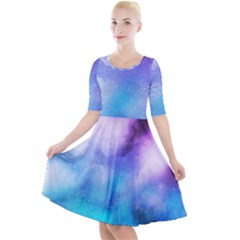 Metallic Paint Quarter Sleeve A-line Dress by goljakoff