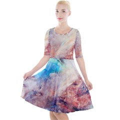 Galaxy Paint Quarter Sleeve A-line Dress by goljakoff