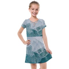 Blue Green Waves Kids  Cross Web Dress by goljakoff