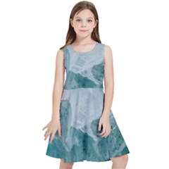 Blue Green Waves Kids  Skater Dress by goljakoff