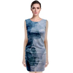 Blue Waves Sleeveless Velvet Midi Dress by goljakoff