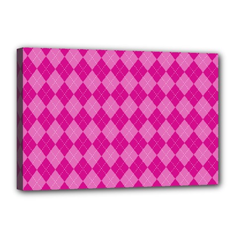 Pink Diamond Pattern Canvas 18  X 12  (stretched) by ArtsyWishy