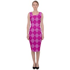 Pink Diamond Pattern Sleeveless Pencil Dress by ArtsyWishy