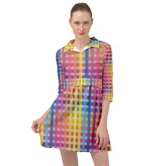 Digital Paper Stripes Rainbow Colors Mini Skater Shirt Dress by HermanTelo