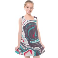 Vector Vivid Marble Pattern 1 Kids  Cross Back Dress by goljakoff