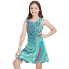 Green Vivid Marble Pattern 2 Kids  Lightweight Sleeveless Dress by goljakoff