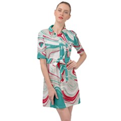 Vivid Marble Pattern Belted Shirt Dress by goljakoff