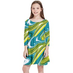 Vector Vivid Marble Pattern 13 Kids  Quarter Sleeve Skater Dress by goljakoff