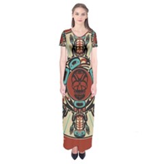 Grateful-dead-pacific-northwest-cover Short Sleeve Maxi Dress by Sapixe