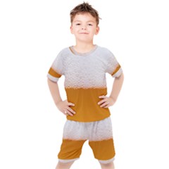 Beer Foam Bubbles Alcohol  Glass Kids  Tee And Shorts Set by Amaryn4rt