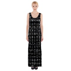 Alchemical Symbols - Collected Inverted Thigh Split Maxi Dress by WetdryvacsLair