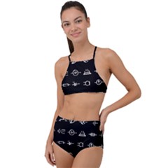 Electrical Symbols Callgraphy Short Run Inverted High Waist Tankini Set by WetdryvacsLair