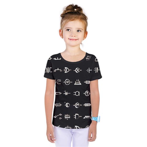 Electrical Symbols Callgraphy Short Run Inverted Kids  One Piece Tee by WetdryvacsLair