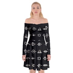 Electrical Symbols Callgraphy Short Run Inverted Off Shoulder Skater Dress by WetdryvacsLair