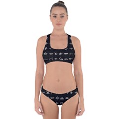 Electrical Symbols Callgraphy Short Run Inverted Cross Back Hipster Bikini Set by WetdryvacsLair