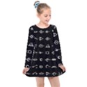 Electrical Symbols Callgraphy Short Run Inverted Kids  Long Sleeve Dress View1