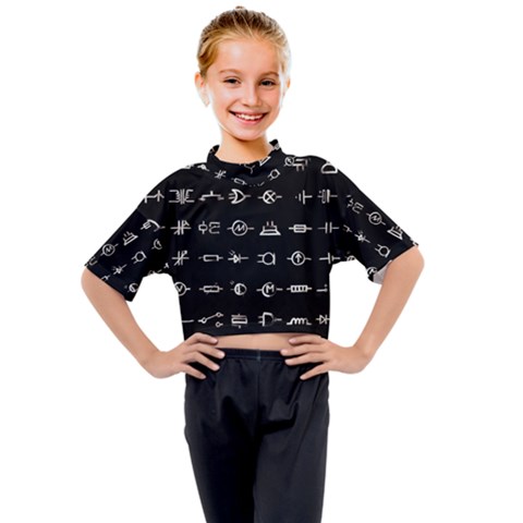 Electrical Symbols Callgraphy Short Run Inverted Kids Mock Neck Tee by WetdryvacsLair