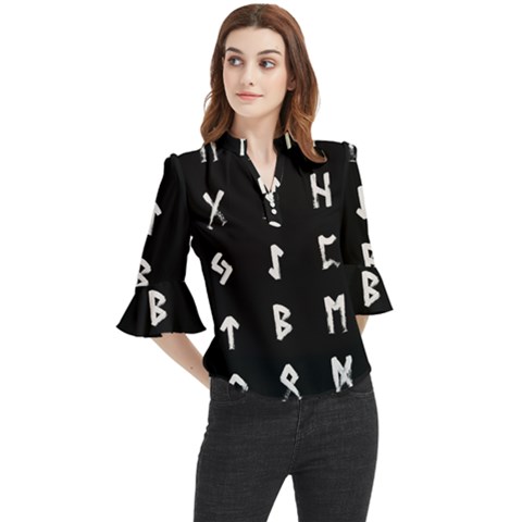 Elder Futhark Rune Set Collected Inverted Loose Horn Sleeve Chiffon Blouse by WetdryvacsLair