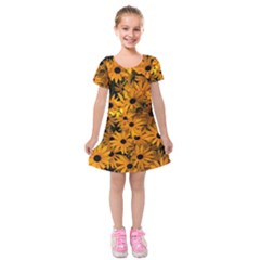 Rudbeckias  Kids  Short Sleeve Velvet Dress by Sobalvarro