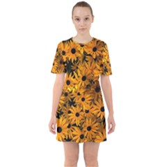 Rudbeckias  Sixties Short Sleeve Mini Dress by Sobalvarro