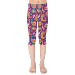 Paisley Purple Kids  Capri Leggings  by designsbymallika