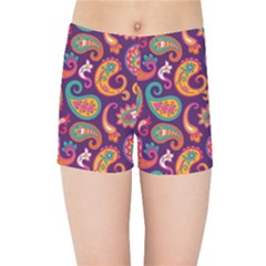 Paisley Purple Kids  Sports Shorts by designsbymallika