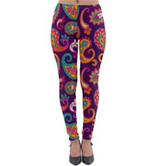 Paisley Purple Lightweight Velour Leggings by designsbymallika