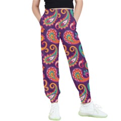 Paisley Purple Kids  Elastic Waist Pants by designsbymallika