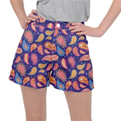 Blue Paisley Print 2 Ripstop Shorts by designsbymallika