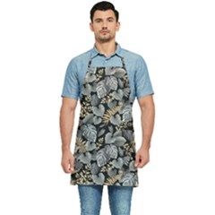 Metallic Leaves Pattern Kitchen Apron by designsbymallika