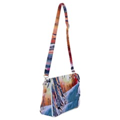 Paysage D hiver Shoulder Bag With Back Zipper by sfbijiart