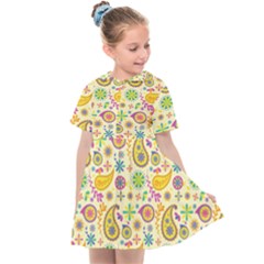 Paisley Print Yellow Kids  Sailor Dress by designsbymallika