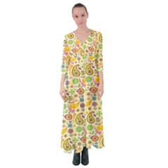 Paisley Print Yellow Button Up Maxi Dress by designsbymallika