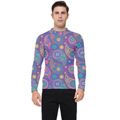 Baatik Purple Print Men s Long Sleeve Rash Guard by designsbymallika