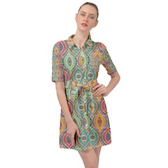 Mandala Baatik Print Belted Shirt Dress by designsbymallika